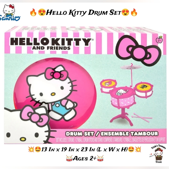 Hello Kitty Other - Hello Kitty Officially Licensed Kid's Toy Drum Set - Ages 2+
